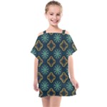 Flowers Pattern Design Abstract Kids  One Piece Chiffon Dress