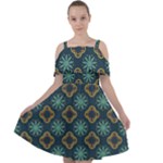 Flowers Pattern Design Abstract Cut Out Shoulders Dress