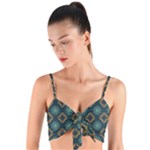 Flowers Pattern Design Abstract Woven Tie Front Bralet