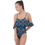 Flowers Pattern Design Abstract Drape Piece Swimsuit