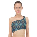 Flowers Pattern Design Abstract Spliced Up Bikini Top 