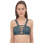 Flowers Pattern Design Abstract Cage Up Bikini Top