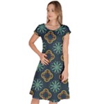 Flowers Pattern Design Abstract Classic Short Sleeve Dress