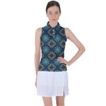 Flowers Pattern Design Abstract Women s Sleeveless Polo T-Shirt