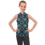 Flowers Pattern Design Abstract Kids  Sleeveless Polo T-Shirt