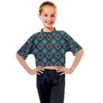 Flowers Pattern Design Abstract Kids Mock Neck T-Shirt