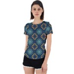 Flowers Pattern Design Abstract Back Cut Out Sport T-Shirt