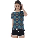 Flowers Pattern Design Abstract Short Sleeve Open Back T-Shirt