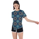 Flowers Pattern Design Abstract Asymmetrical Short Sleeve Sports T-Shirt