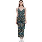 Flowers Pattern Design Abstract V-Neck Camisole Jumpsuit