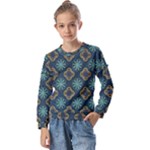 Flowers Pattern Design Abstract Kids  Long Sleeve T-Shirt with Frill 