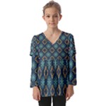 Flowers Pattern Design Abstract Kids  V Neck Casual Top