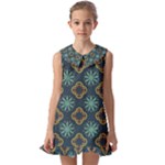 Flowers Pattern Design Abstract Kids  Pilgrim Collar Ruffle Hem Dress