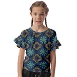 Flowers Pattern Design Abstract Kids  Cut Out Flutter Sleeves