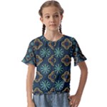 Flowers Pattern Design Abstract Kids  Cuff Sleeve Scrunch Bottom T-Shirt