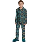 Flowers Pattern Design Abstract Kids  Long Sleeve Velvet Pajamas Set