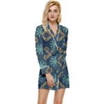 Flowers Pattern Design Abstract Long Sleeve Satin Robe