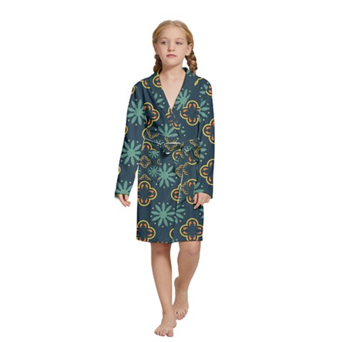 Flowers Pattern Design Abstract Kids  Long Sleeve Velvet Lounge Robe from ArtsNow.com