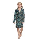 Flowers Pattern Design Abstract Kids  Long Sleeve Velvet Lounge Robe