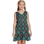 Flowers Pattern Design Abstract Kids  Sleeveless Tiered Mini Dress