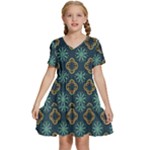 Flowers Pattern Design Abstract Kids  Short Sleeve Tiered Mini Dress