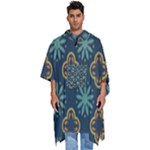 Flowers Pattern Design Abstract Men s Hooded Rain Ponchos