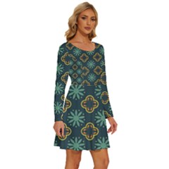 Long Sleeve Wide Neck Velvet Dress 