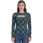 Flowers Pattern Design Abstract Women s Cut Out Long Sleeve T-Shirt