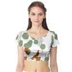 Nasturtium Flowers Plant Leaves Short Sleeve Crop Top