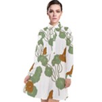 Nasturtium Flowers Plant Leaves Long Sleeve Chiffon Shirt Dress