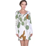 Nasturtium Flowers Plant Leaves Long Sleeve Nightdress