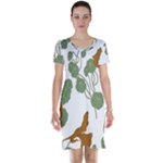 Nasturtium Flowers Plant Leaves Short Sleeve Nightdress