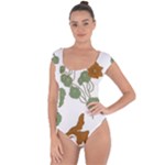 Nasturtium Flowers Plant Leaves Short Sleeve Leotard 