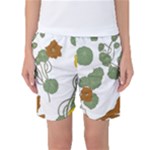 Nasturtium Flowers Plant Leaves Women s Basketball Shorts