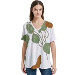 V-Neck Split Shoulder Casual T-Shirt 