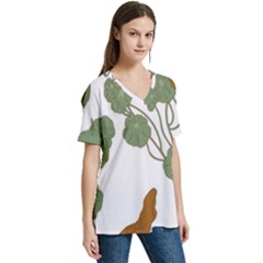 V-Neck Split Shoulder Casual T-Shirt 