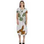 Nasturtium Flowers Plant Leaves T-Shirt Midi Dress With Pockets