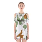 Nasturtium Flowers Plant Leaves Shoulder Cutout One Piece Dress