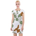 Nasturtium Flowers Plant Leaves Cap Sleeve Bodycon Dress