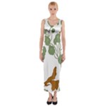 Nasturtium Flowers Plant Leaves Fitted Maxi Dress