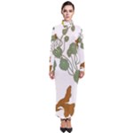 Nasturtium Flowers Plant Leaves Turtleneck Maxi Dress