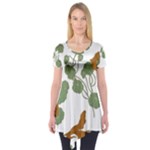 Nasturtium Flowers Plant Leaves Short Sleeve Tunic 