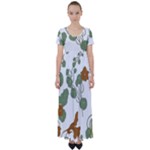 Nasturtium Flowers Plant Leaves High Waist Short Sleeve Maxi Dress