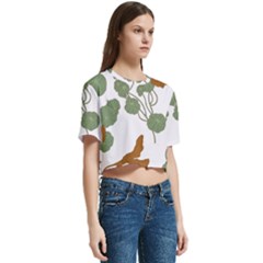 Women s Round Neck Short Sleeve Crop Top 