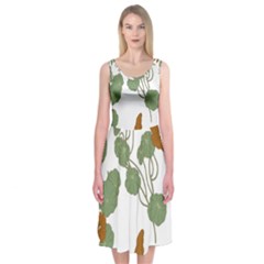 Nasturtium Flowers Plant Leaves Midi Sleeveless Dress from ArtsNow.com