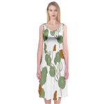 Nasturtium Flowers Plant Leaves Midi Sleeveless Dress