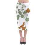 Nasturtium Flowers Plant Leaves Midi Pencil Skirt