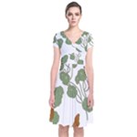 Nasturtium Flowers Plant Leaves Short Sleeve Front Wrap Dress