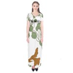 Nasturtium Flowers Plant Leaves Short Sleeve Maxi Dress