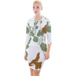 Nasturtium Flowers Plant Leaves Quarter Sleeve Hood Bodycon Dress